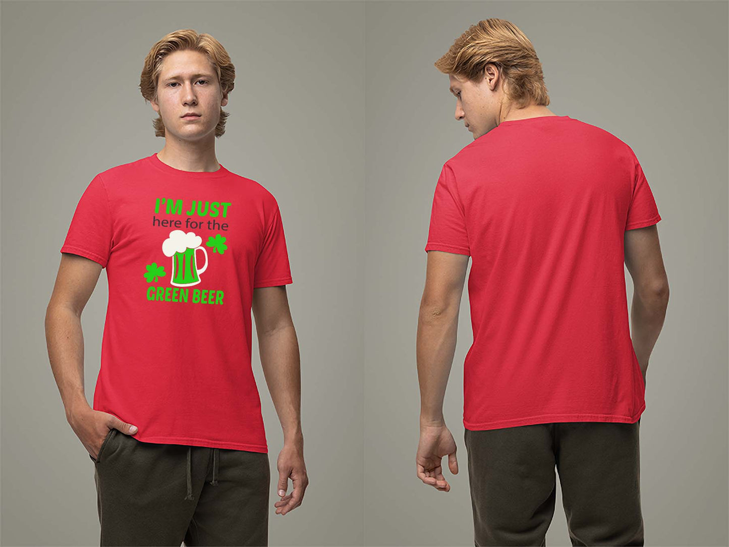 Fat Dave Just Here for the Green Beer T-Shirt Small Red