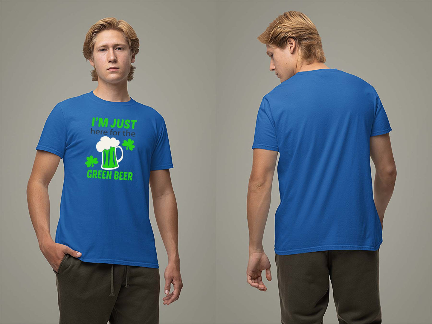 Fat Dave Just Here for the Green Beer T-Shirt Small Royal