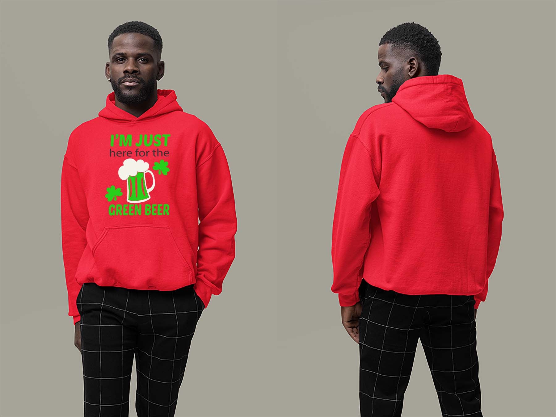 Fat Dave Just Here for the Green Beer Hoodie Small Red