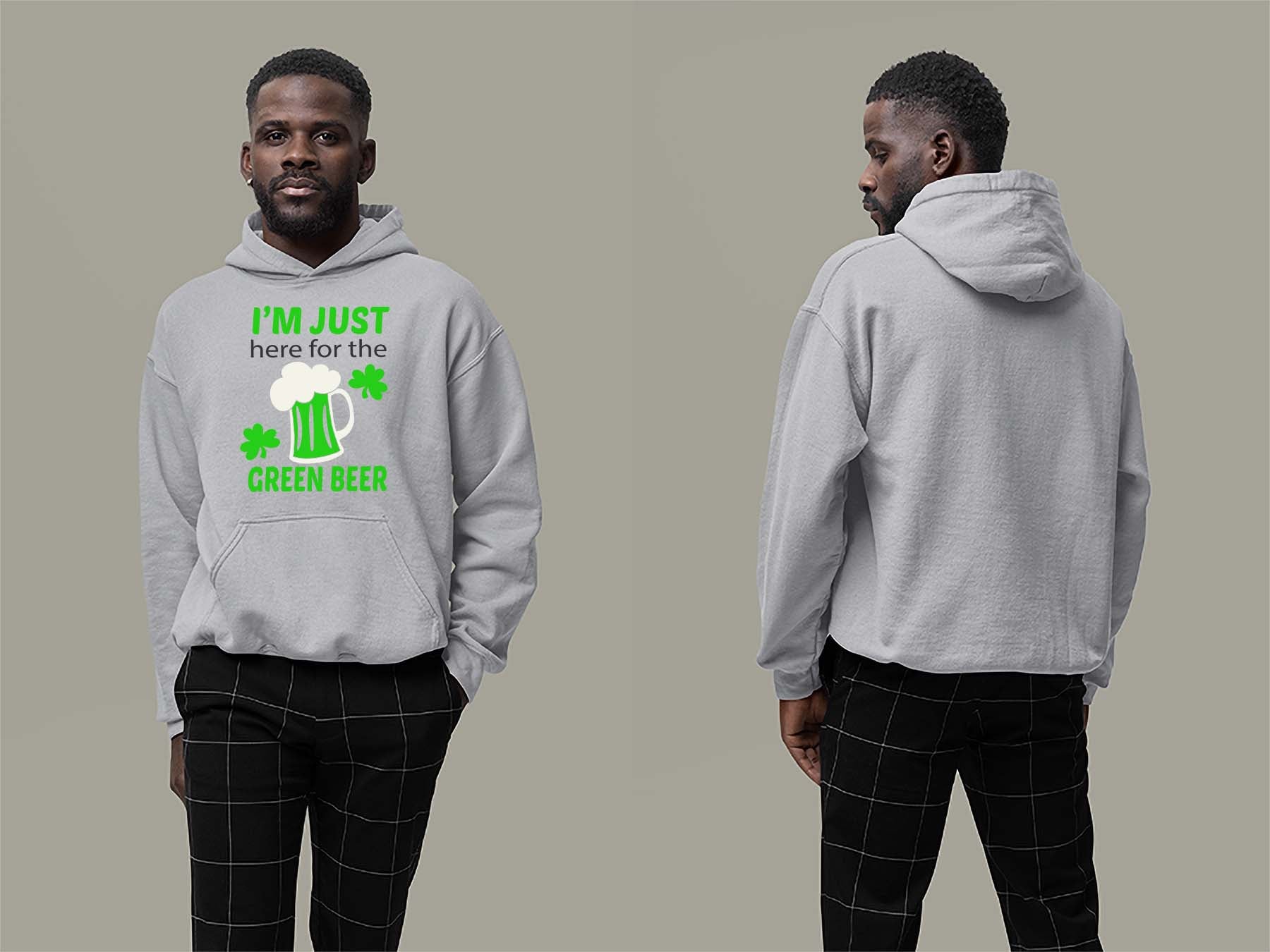 Fat Dave Just Here for the Green Beer Hoodie Small Sport Grey