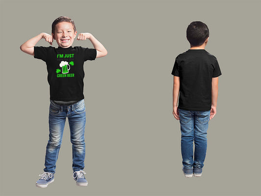Fat Dave Just Here for the Green Beer Youth T-Shirt Youth Small Black