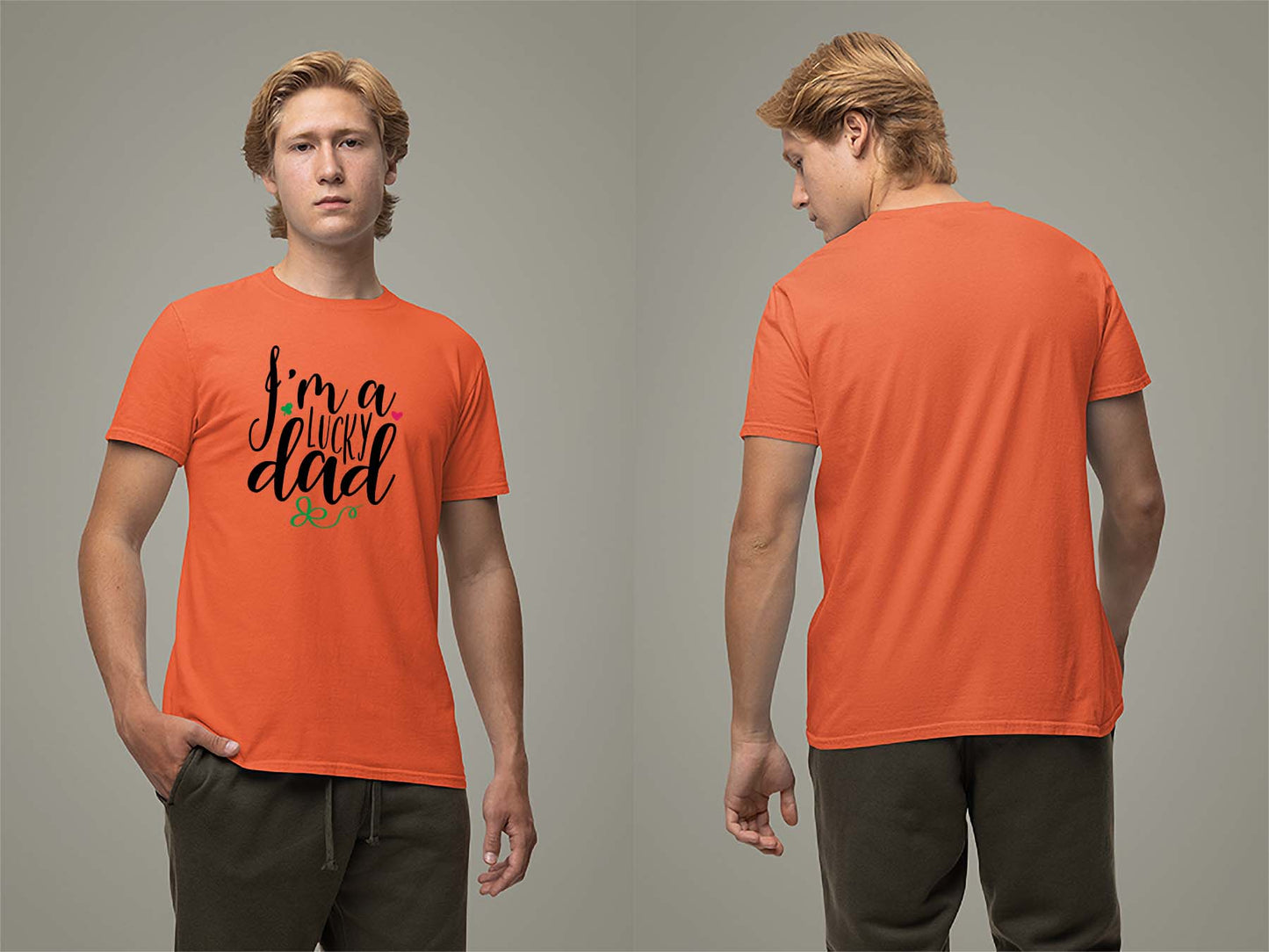 Fat Dave I'm a Lucky Dad T-Shirt Small Orange