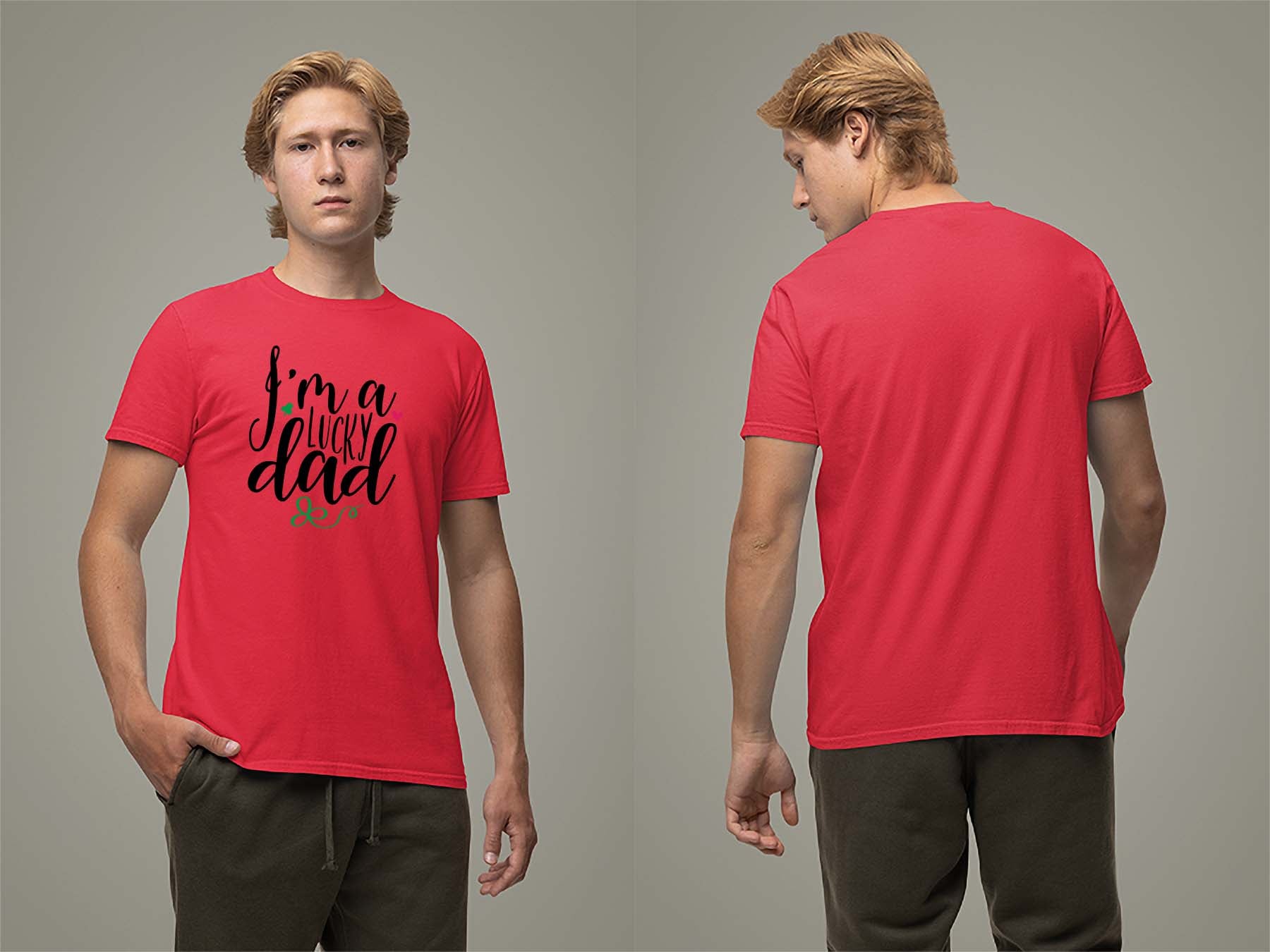 Fat Dave I'm a Lucky Dad T-Shirt Small Red