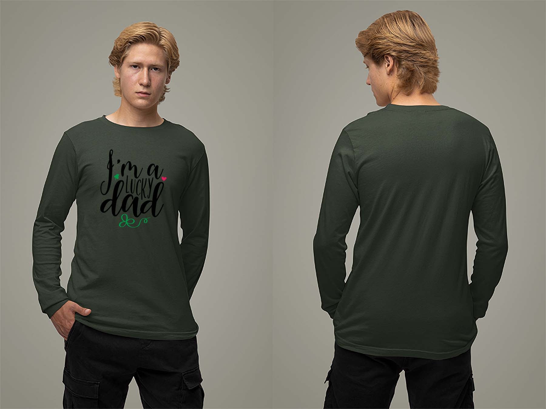 Fat Dave I'm a Lucky Dad Long Sleeve Small Forest Green