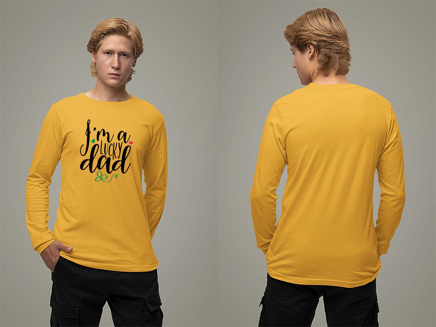 Fat Dave I'm a Lucky Dad Long Sleeve Small Gold