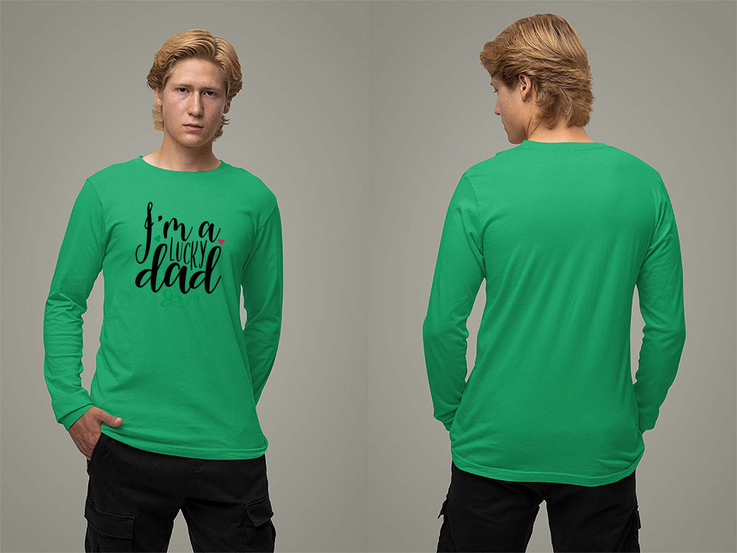 Fat Dave I'm a Lucky Dad Long Sleeve Small Irish Green