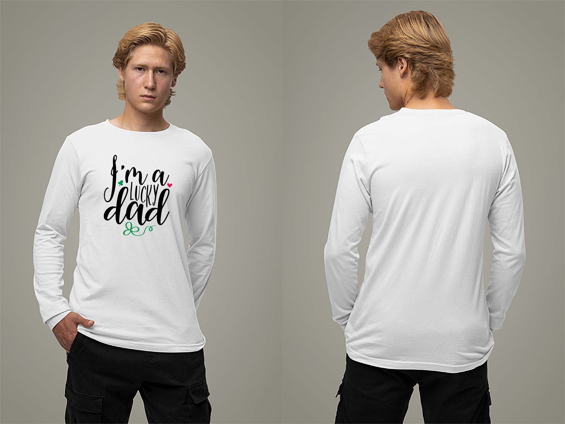 Fat Dave I'm a Lucky Dad Long Sleeve Small White