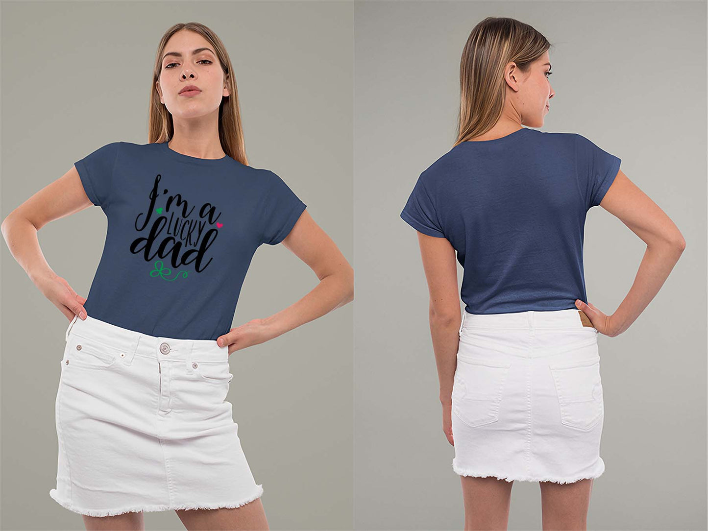 Fat Dave I'm a Lucky Dad Ladies Crew (Round) Neck Shirt Small Navy
