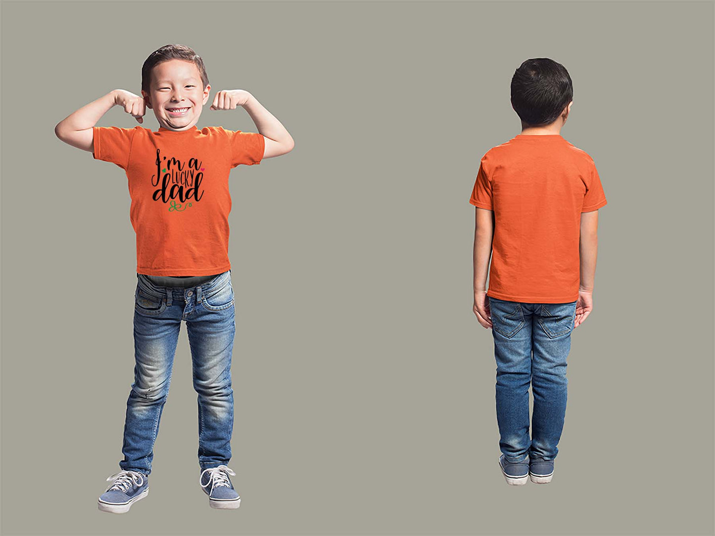 Fat Dave I'm a Lucky Dad Youth T-Shirt Youth Small Orange