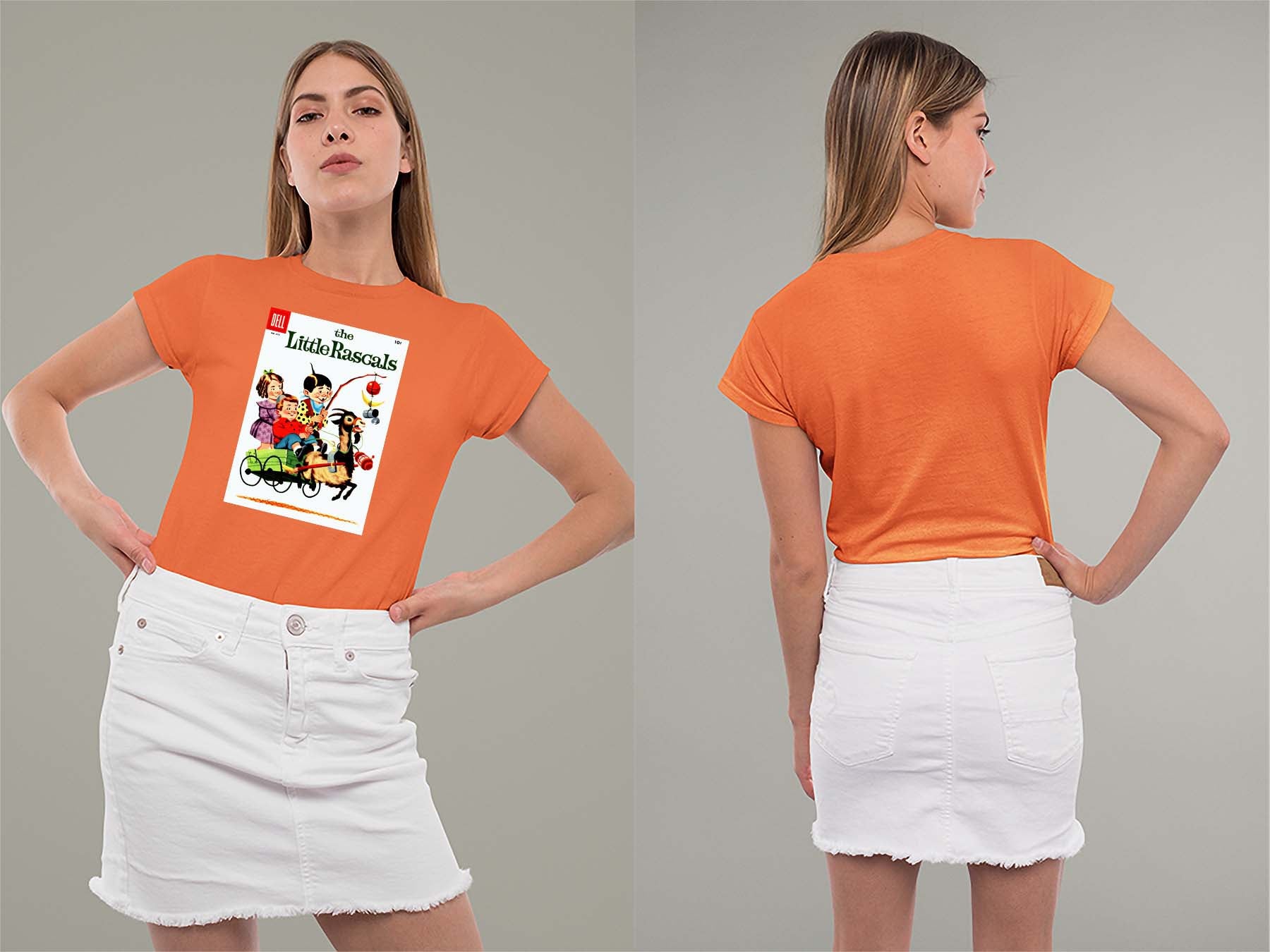 Little Rascals Ladies Crew (Round) Neck Shirt Small Orange