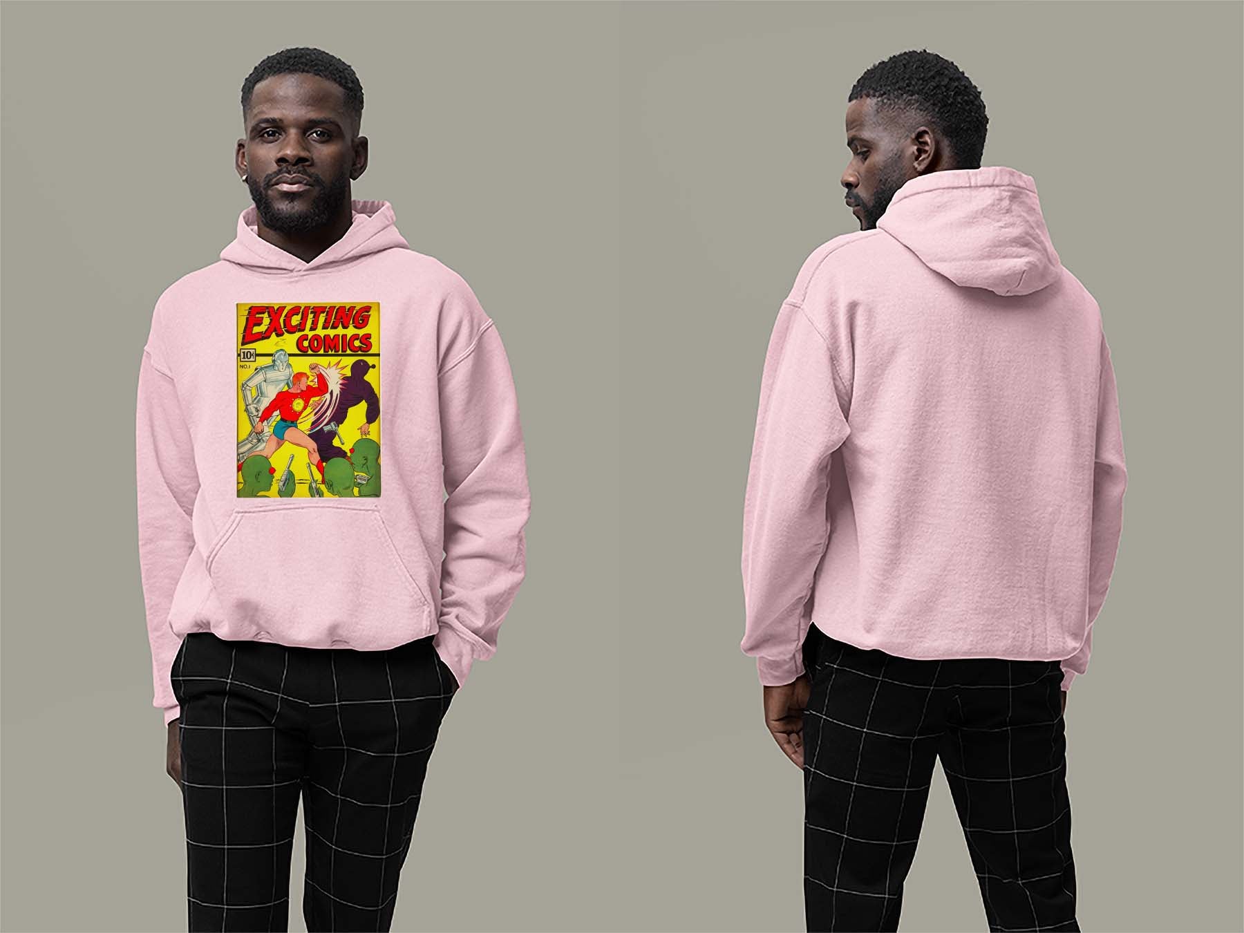 Exciting Comics No.1 Hoodie Small Light Pink