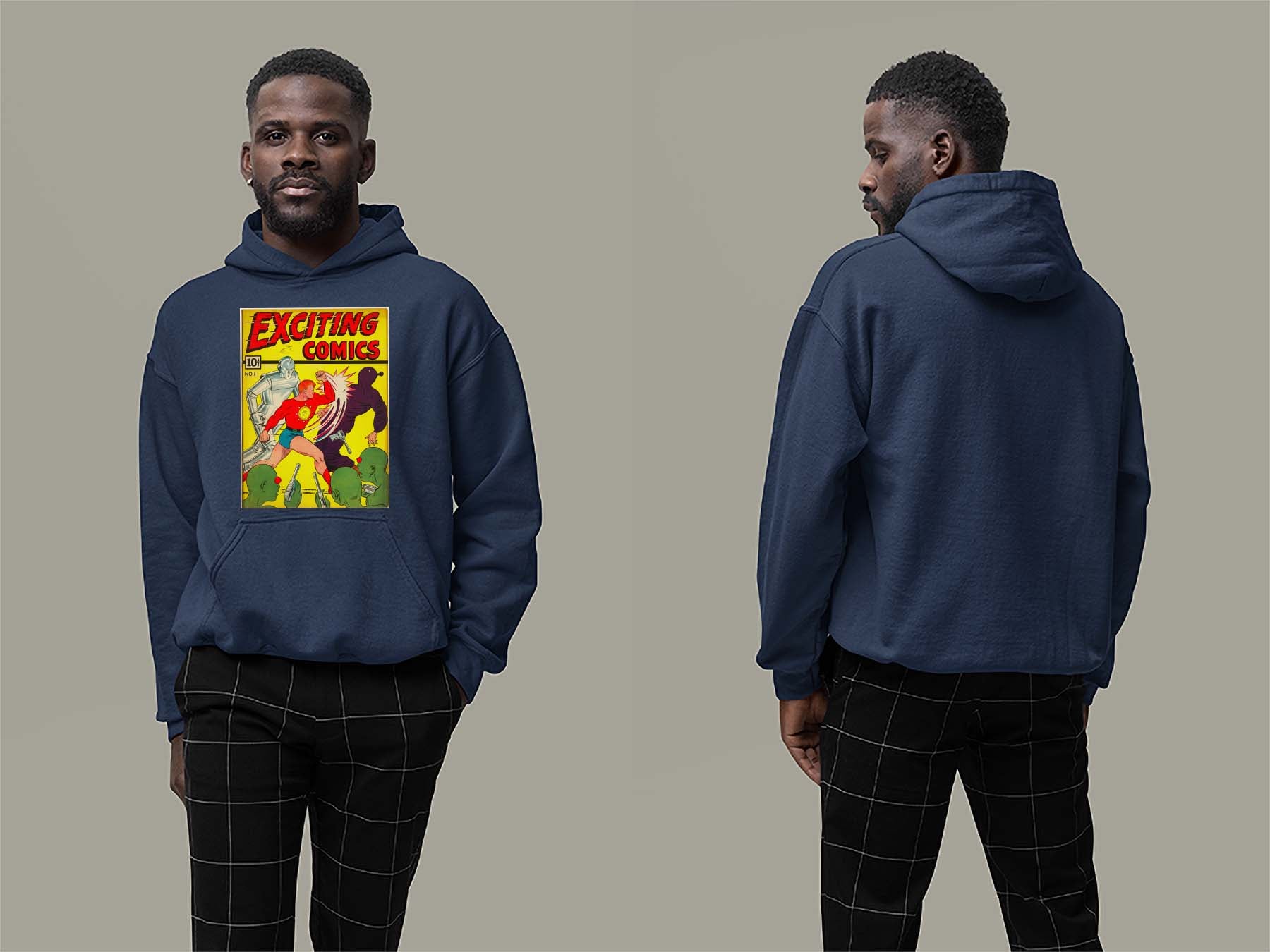 Exciting Comics No.1 Hoodie Small Navy