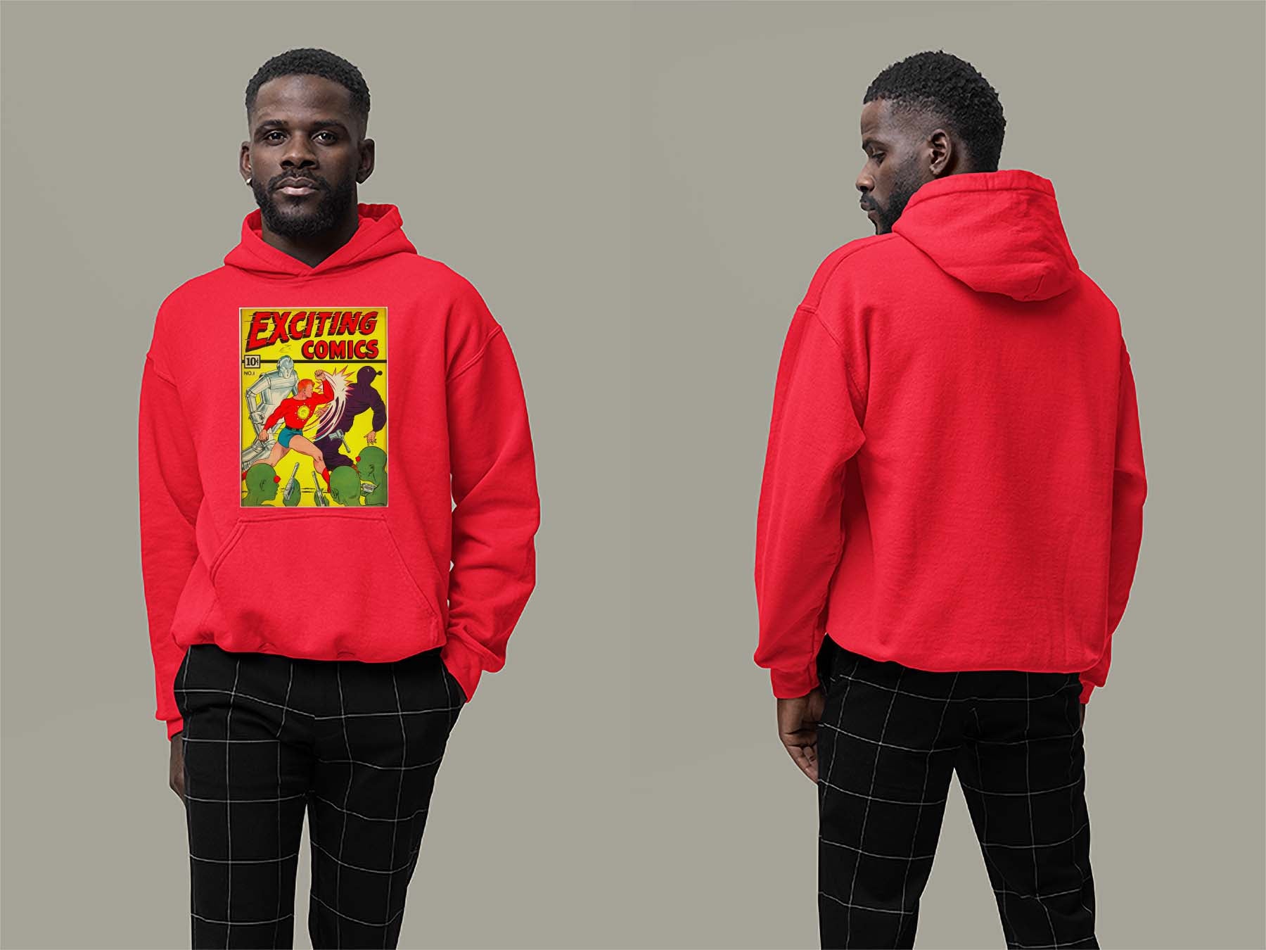 Exciting Comics No.1 Hoodie Small Red