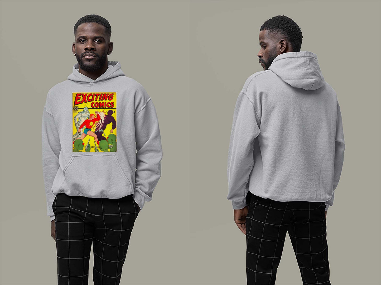 Exciting Comics No.1 Hoodie Small Sport Grey