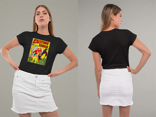Exciting Comics No.1 Ladies Crew (Round) Neck Shirt Small Black