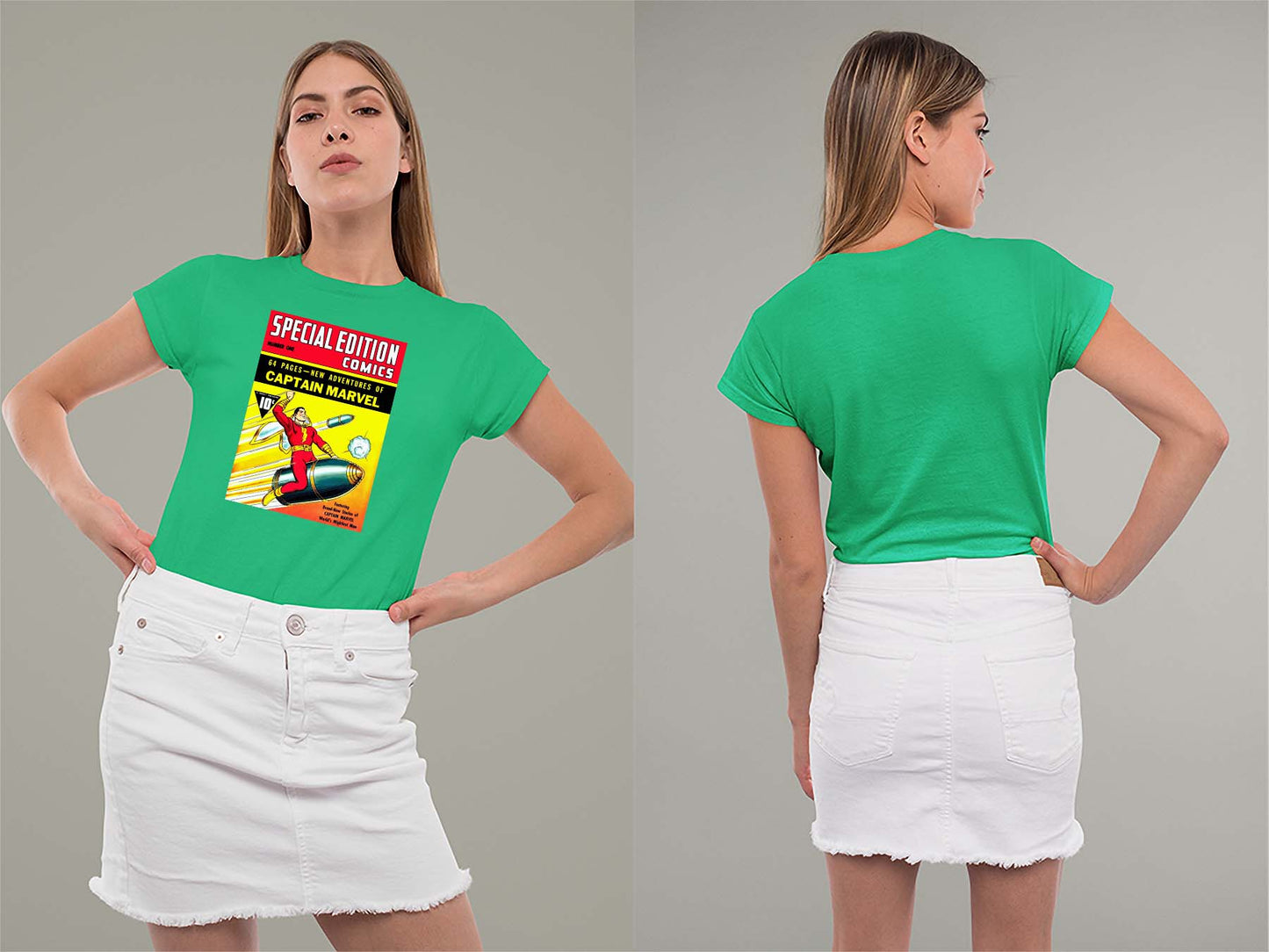Special Edition Comics No1 Ladies Crew (Round) Neck Shirt Small Irish Green