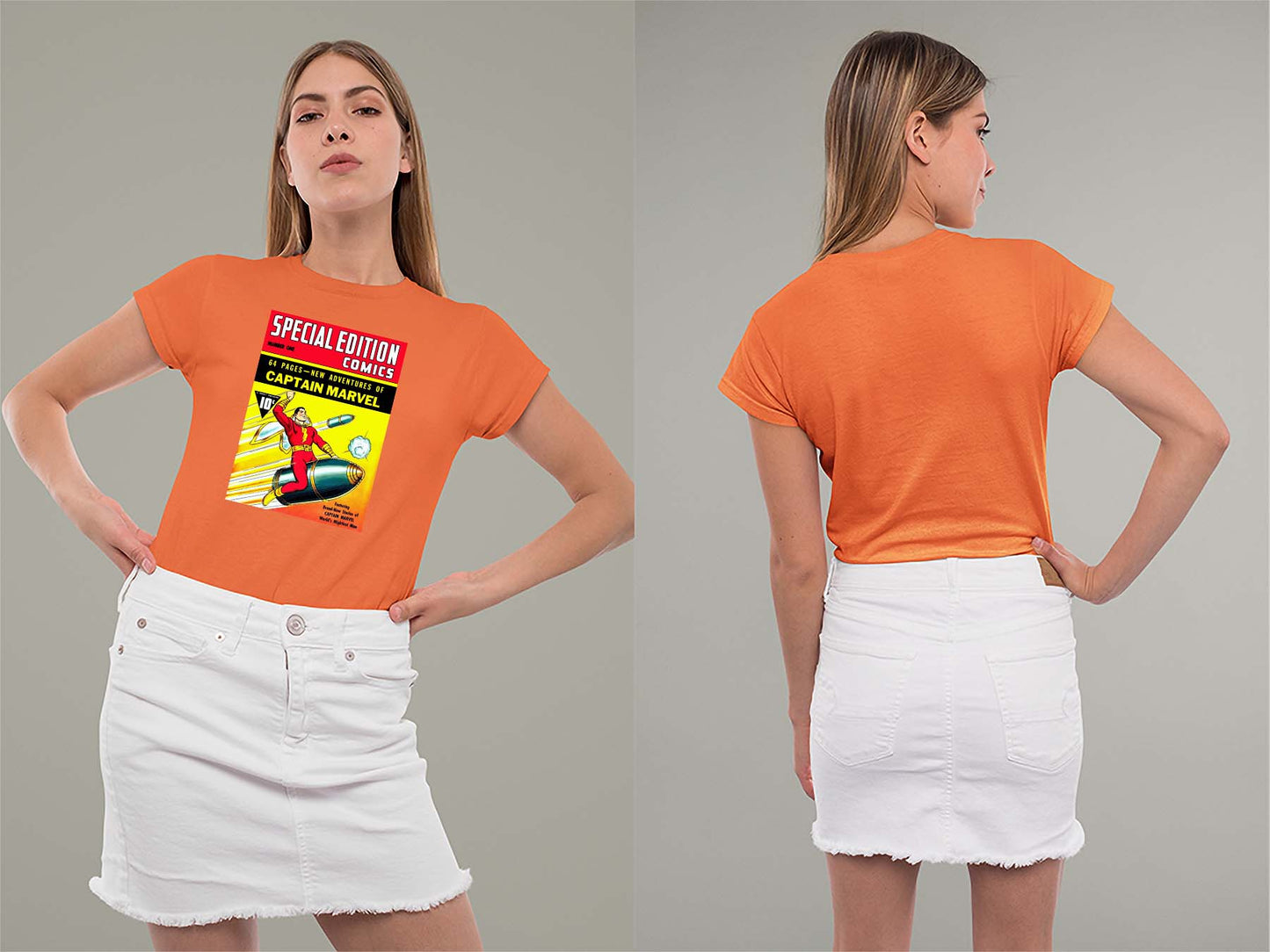 Special Edition Comics No1 Ladies Crew (Round) Neck Shirt Small Orange