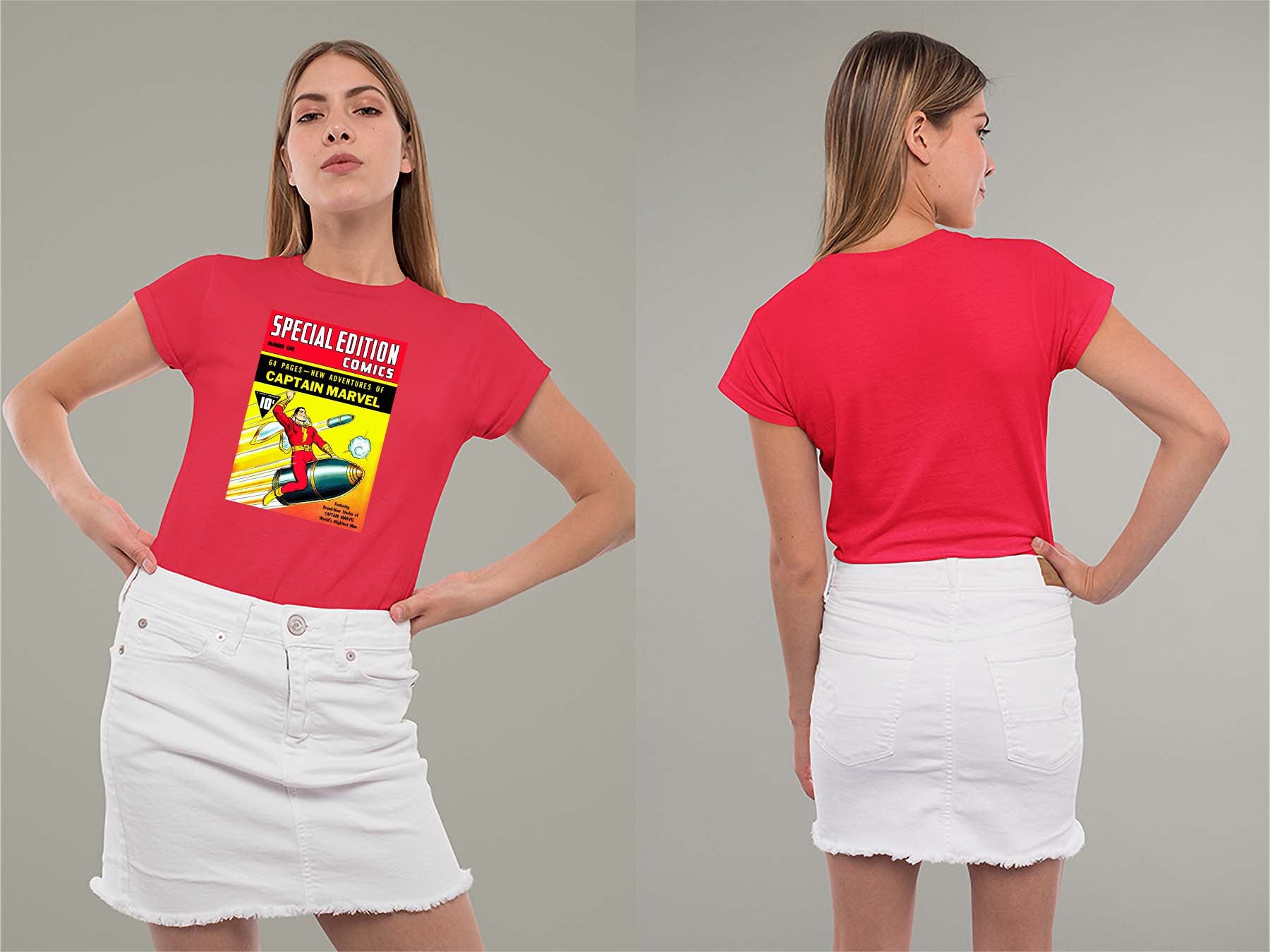 Special Edition Comics No1 Ladies Crew (Round) Neck Shirt Small Red