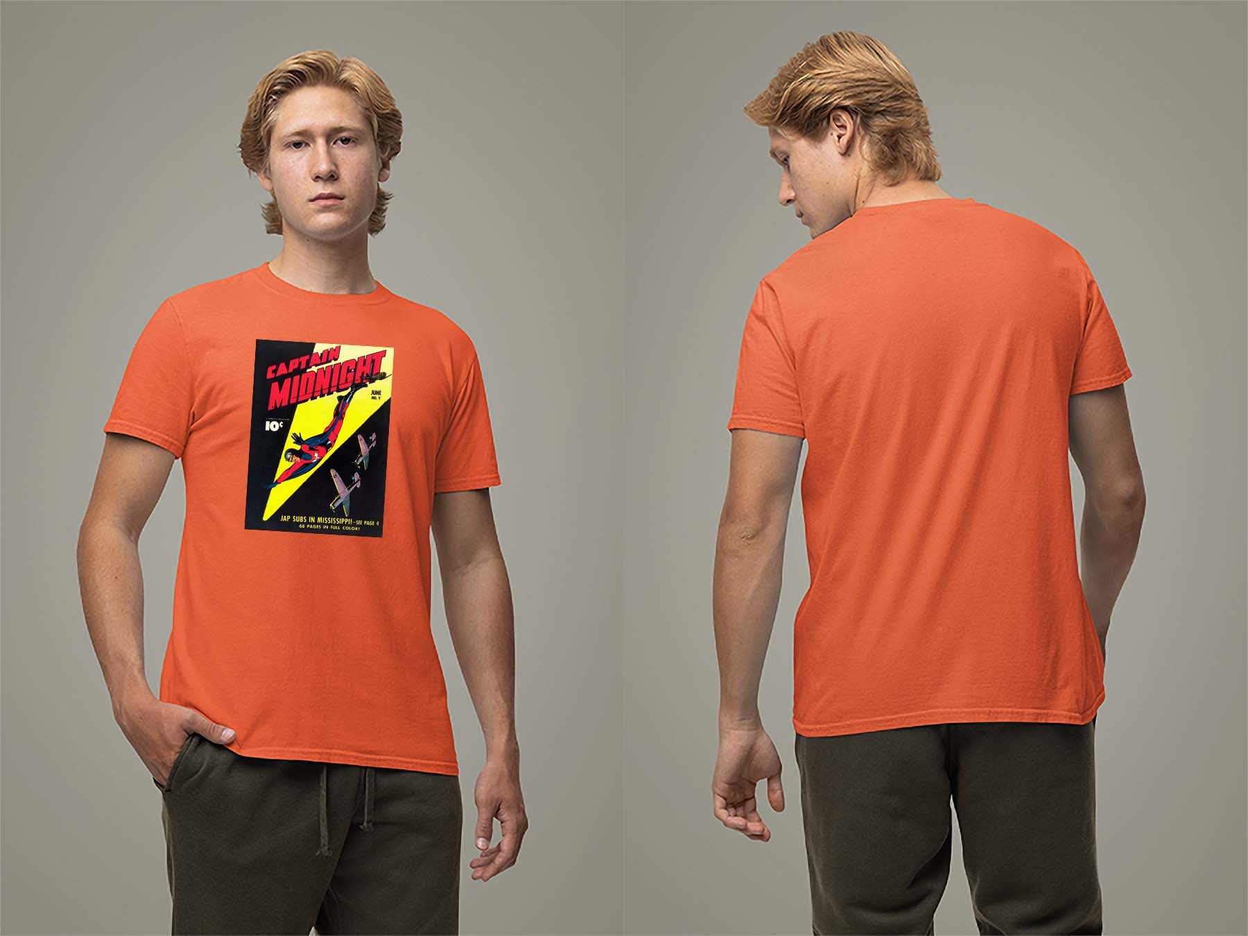 Captain Midnight No9 T-Shirt Small Orange