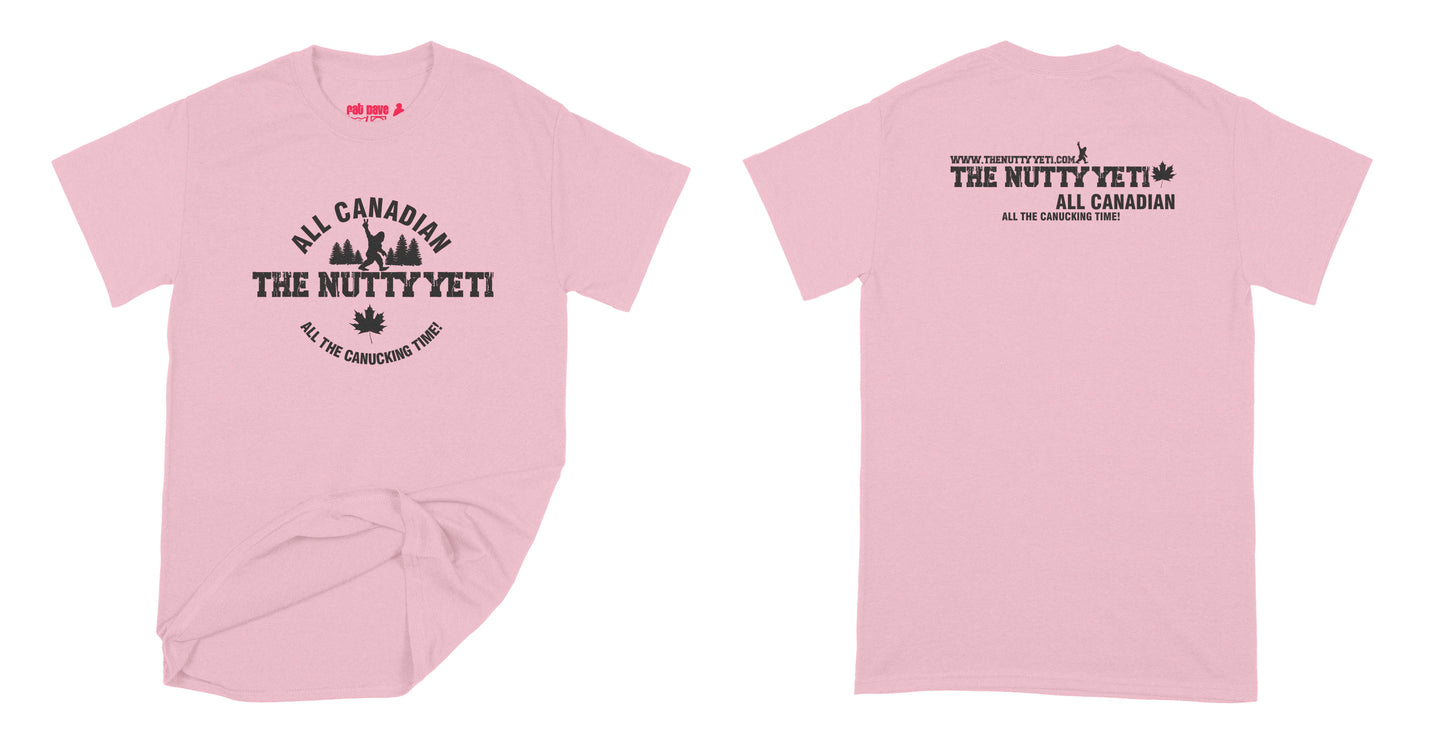 The Nutty Yeti Nutty Yeti Black T-Shirt Small Light Pink