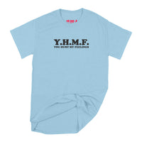 Fat Dave Random Acronym on Shirt series, YHMF T-Shirt Small Light Blue